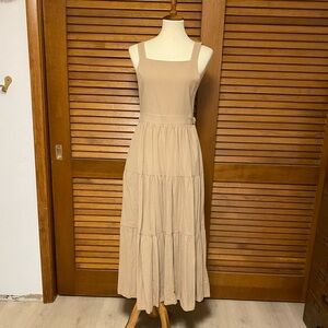Adored Vintage Beige Tiered Maxi Dress